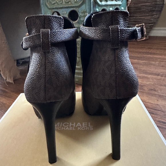 Michael Kors Lawson Leather Open Toe High Heel Boots Booties - Picture 3 of 7